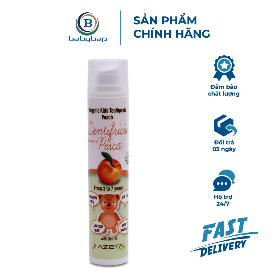 Gel Đánh Răng Hữu Cơ AzetaBio 50ml Không Chứa Flo, An Toàn Nếu Nuốt Phải