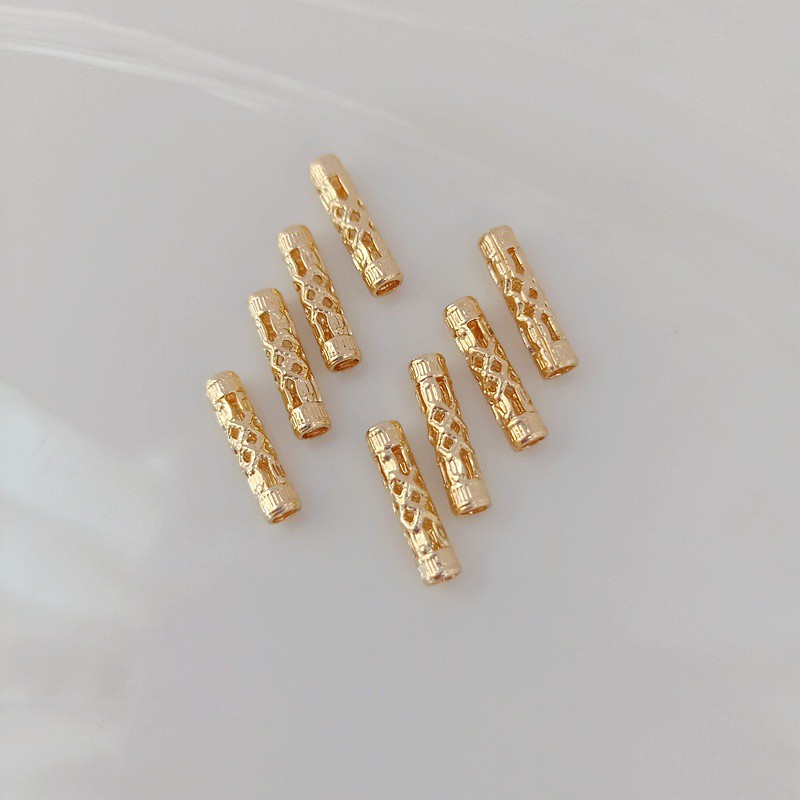 [Little Blu] Bộ 10 Hạt Đồng 14K Màu Sắc Rỗng Dùng Làm Đồ Trang Sức diy