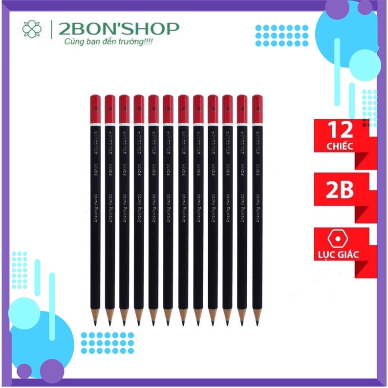 Chì kỹ thuật thân đen 2B/3B/4B/5B/HB STACOM /PC101 ( Hộp 12 cây)