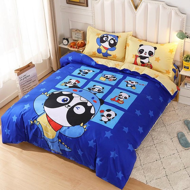 Bộ Chăn Ga Gối Cotton Tina - Gấu Panda