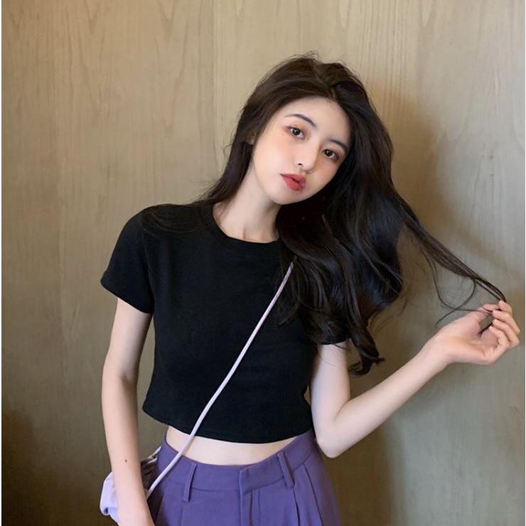 Áo Croptop Nữ Tay Ngắn Hot Girl Chất Cotton Thấm Hút Mồ Hôi