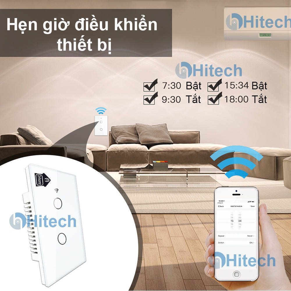 Công tắc wifi cảm ứng  nút chạm thông minh Tuya Smartlife Onhomz công suất tối đa 900w 1,2,3,4 gang