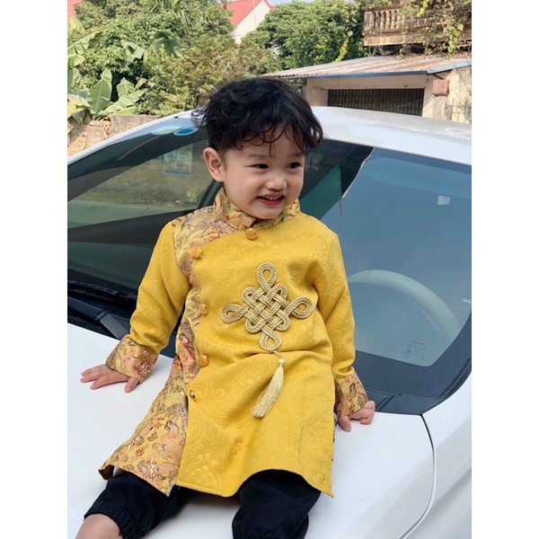 Áo dài cách tân bé trai gấm cao cấp size 1-5 tuổi