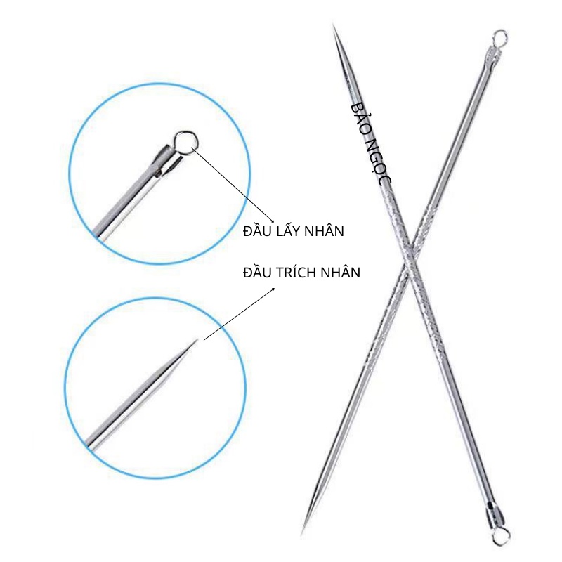 Cây lấy mụn ,que nặn mụn đầu đen mụn trứng cá 2 đầu dài 12cm