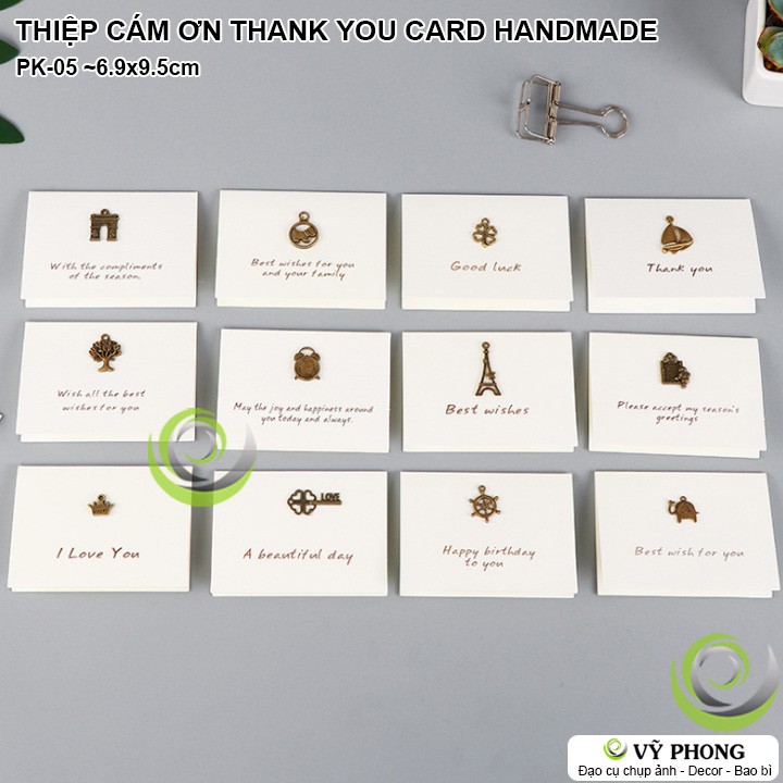 THIỆP CÁM ƠN THANK YOU CARD HANDMADE ĐỂ VÀO HỘP BÁNH HỘP QUÀ LÀM QUÀ TẶNG LOGO NỔI PHỤ KIỆN TRANG TRÍ PK-05