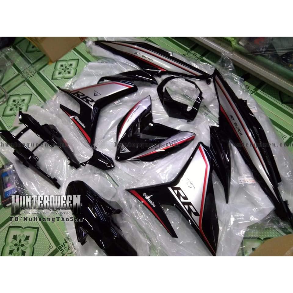 Tem rời Exciter 150. Chất liệu candy, xe đen, tem bạc. Thay đổi màu sắc và chi tiết theo yêu cầu