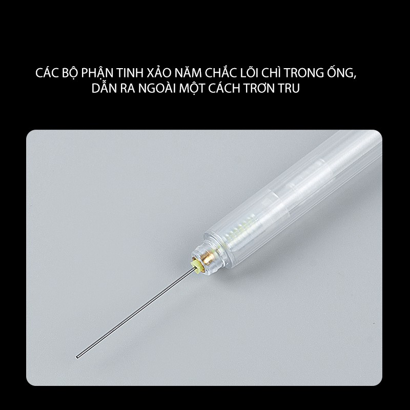 Bút chì kim bấm trong suốt 0.5mm 14001D GuangBo phong cách tối giản