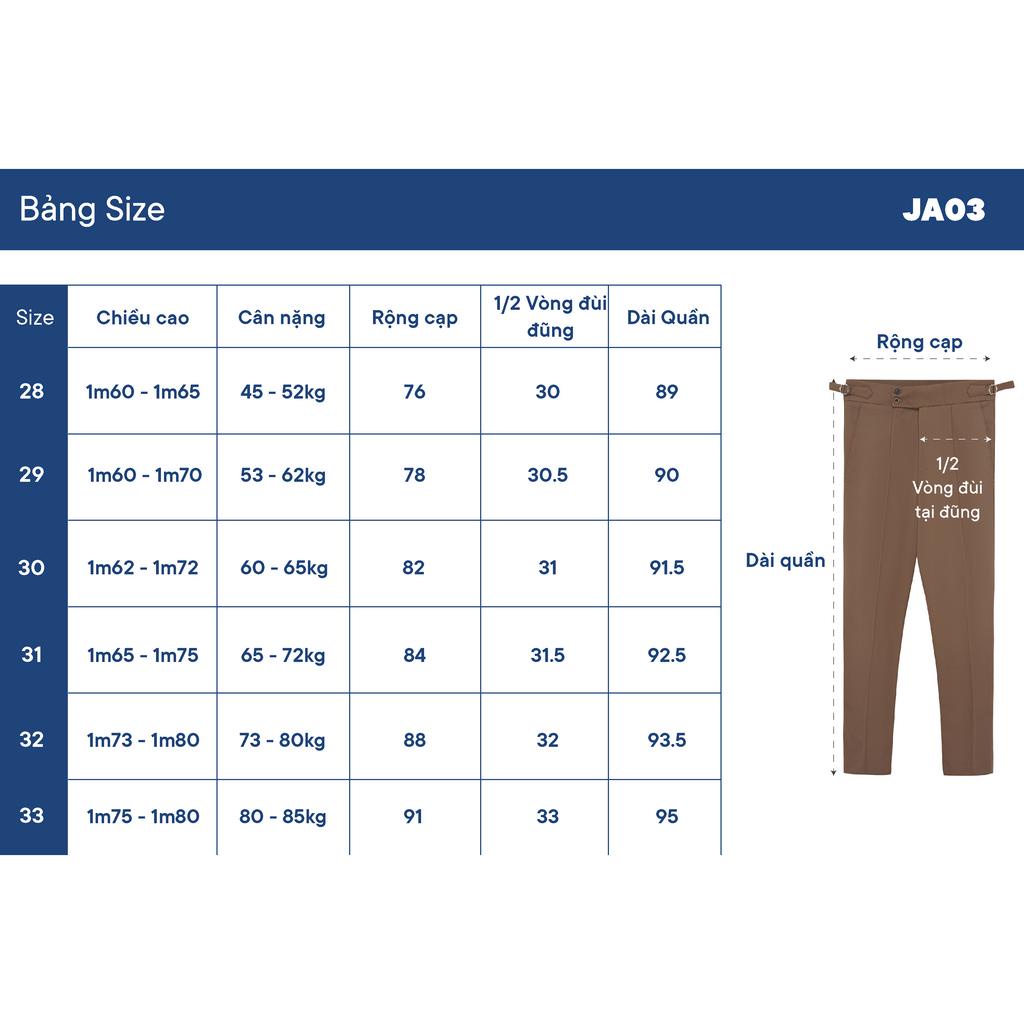 Quần âu nam cạp cao Sidetab tăng giảm 4cm 6cm quần tây chất liệu mềm mịn thoáng mát thương hiệu JBAGY - JA03