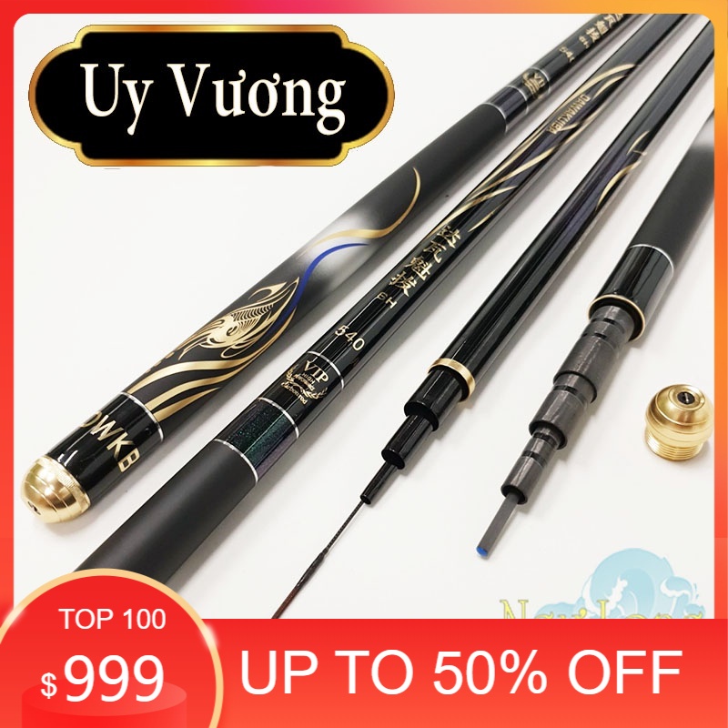 (caucaTV ) Cần câu tay cao cấp Uy Vương 6H câu đơn đài chất liệu carbon CĐ-8 (caucaTV )