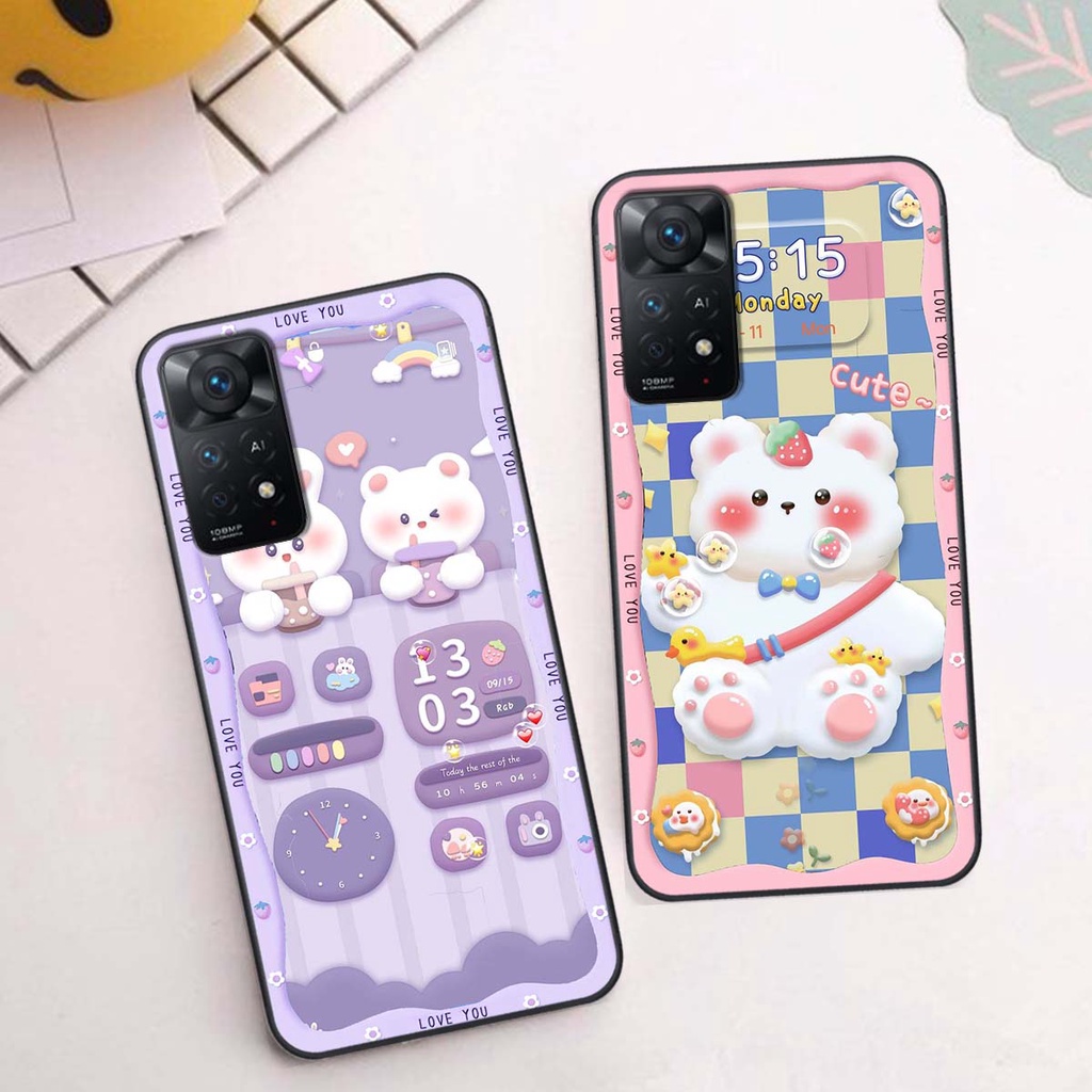 Ốp lưng Xiaomi Redmi Note 11 4G / Note 11S / Note 11 Pro / Note 11 Pro 5G in hình gấu cute,bò sữa 3D cute dễ thương
