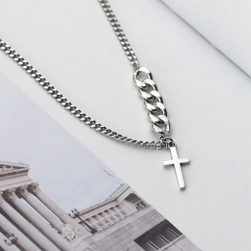 Vòng Cổ Nữ Choker Cá Tính Bằng Thép Titan Không Gỉ Phối Thánh Giá