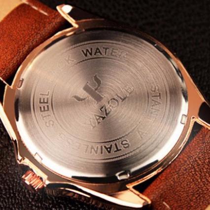 Đồng hồ nam Yazole 336 dây da (Viền vàng) . | BigBuy360 - bigbuy360.vn