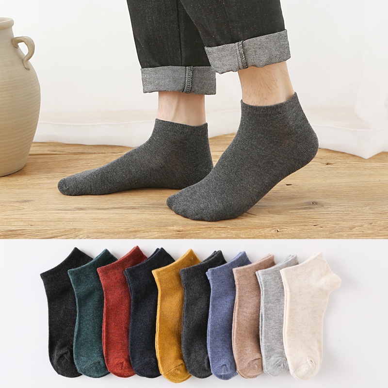 Tất Cổ Ngắn, Vớ Cổ Ngắn Basic Nam Nữ Trơn Vintage Vải Cotton Co Giãn, Thoáng Mát Chống Hôi Chân - Iclassy_shoes