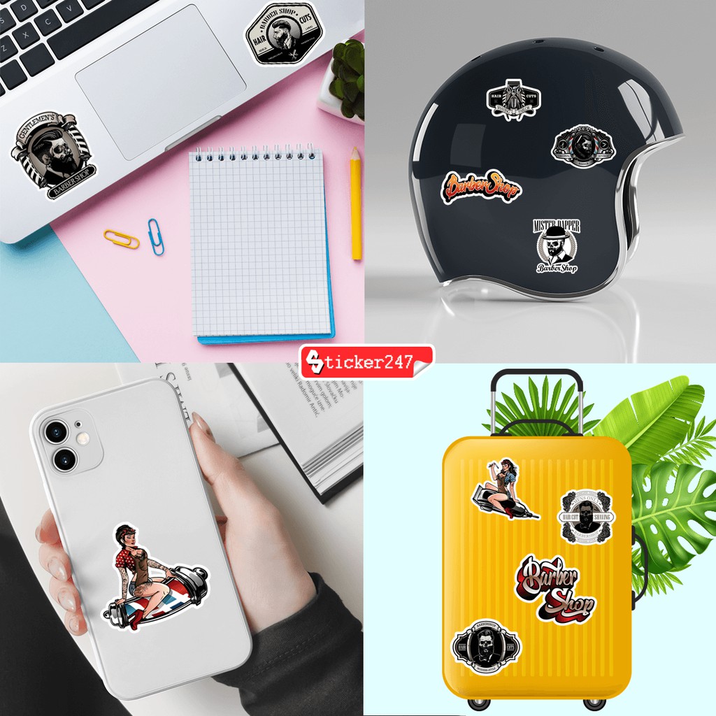 Sticker Barber Shop Chống Nước 𝑭𝒓𝒆𝒆𝒔𝒉𝒊𝒑 Vinyl Sticker Cao Cấp Chuyên Dán Kính, Dán Tường, Tủ Kệ, Quầy Decor Tiệm Tóc