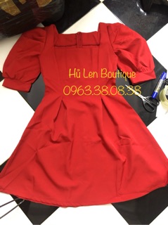 ĐẦM CỔ VUÔNG PLI (KÈM HÌNH THẬT)