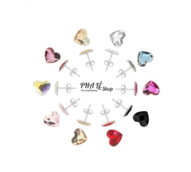 Bông Sát Tai Pha Lê Tim Dẹp Được Thiết Kế Từ Pha Lê Swarovski