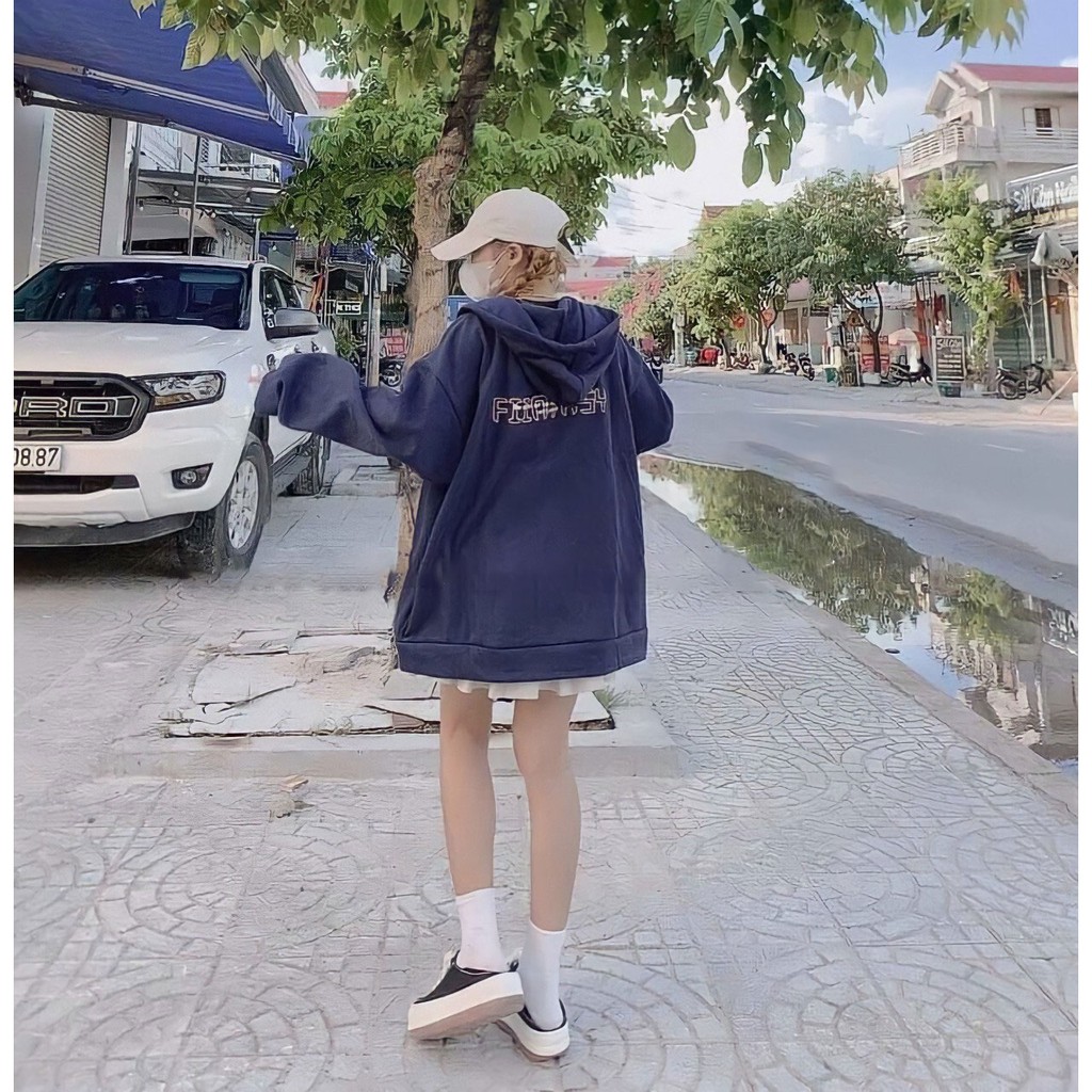 Áo khoác Hoodie form rộng Play 11:11 tay bồng chất bozip phong cách Hàn Quốc - VENUS