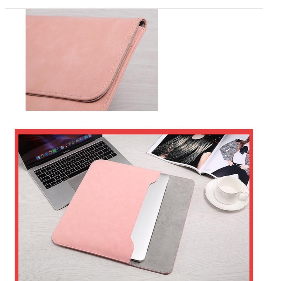 Bao da chống sốc cho macbook, laptop, surface chất da lộn kèm ví đựng phụ kiện