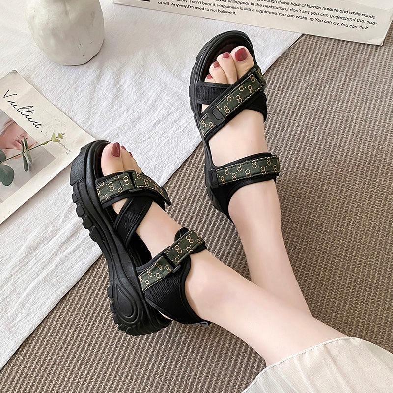 Giày Sandal Đế Xuồng Dày Dặn Thoải Mái Phong Cách Hàn Quốc Thời Trang Mùa Hè 2022