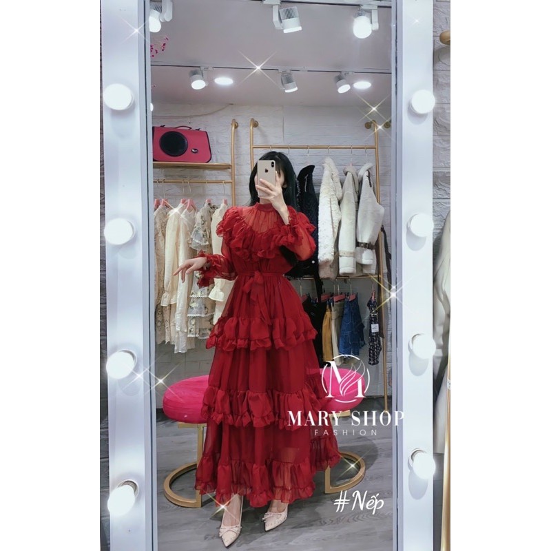 Váy maxi tơ bèo tầng kèm đai ngọc- qccc | BigBuy360 - bigbuy360.vn
