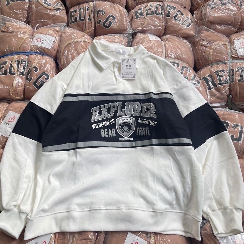 Áo Thun Polo Phối 3 Màu Tay Dài Form Rộng Nam Nữ Ulzzang Hàn Quốc(Ảnh Thật/Có Sẵn)