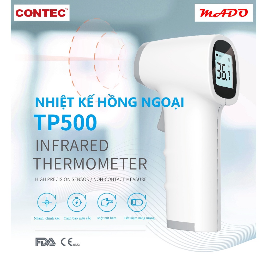 Nhiệt kế hồng ngoại đo trán CONTEC TP500 - Nhiệt kế điện tử đo nhiệt độ sữa, nước không tiếp xúc - Máy đo thân nhiệt