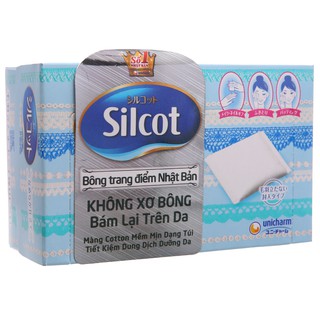 Hộp Bông trang điểm [BÔNG TẨY TRANG UNICHARM] Silcot 82 miếng/hộp