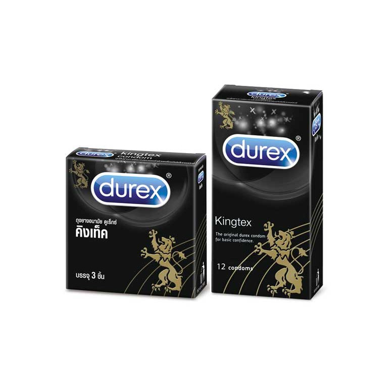 [Chính Hãng] - Bao cao su Durex Kingtex HỘP 3 CÁI  Size 52mm - BCS Ôm Sát - Kéo dài thời gian yêu hiệu quả