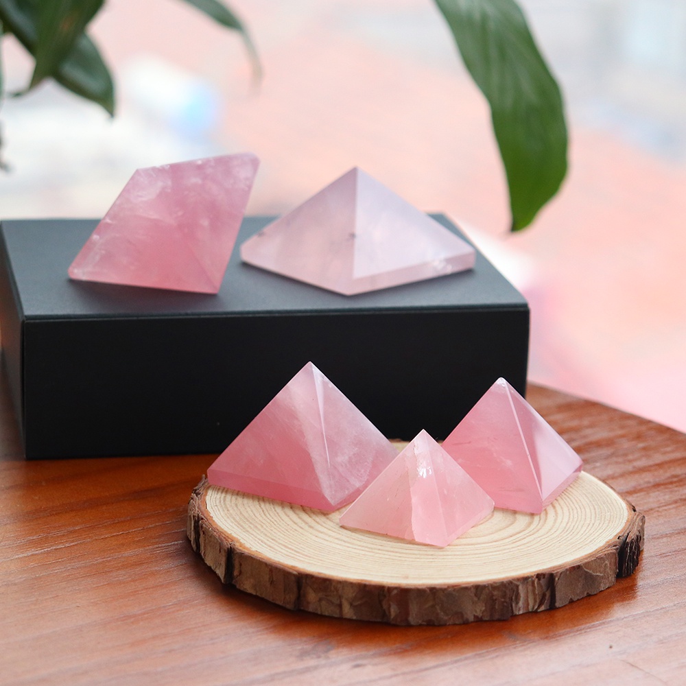 Đá Thanh Tẩy Kim Tự Tháp Rose Quartz Size Lớn 3-4-5 Cm DA47