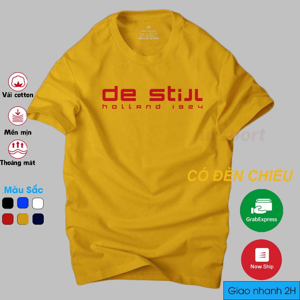 Áo thun nam De stijl thời trang cá tinh, áo nam vải cotton 4 chiều cao cấp thoáng mát