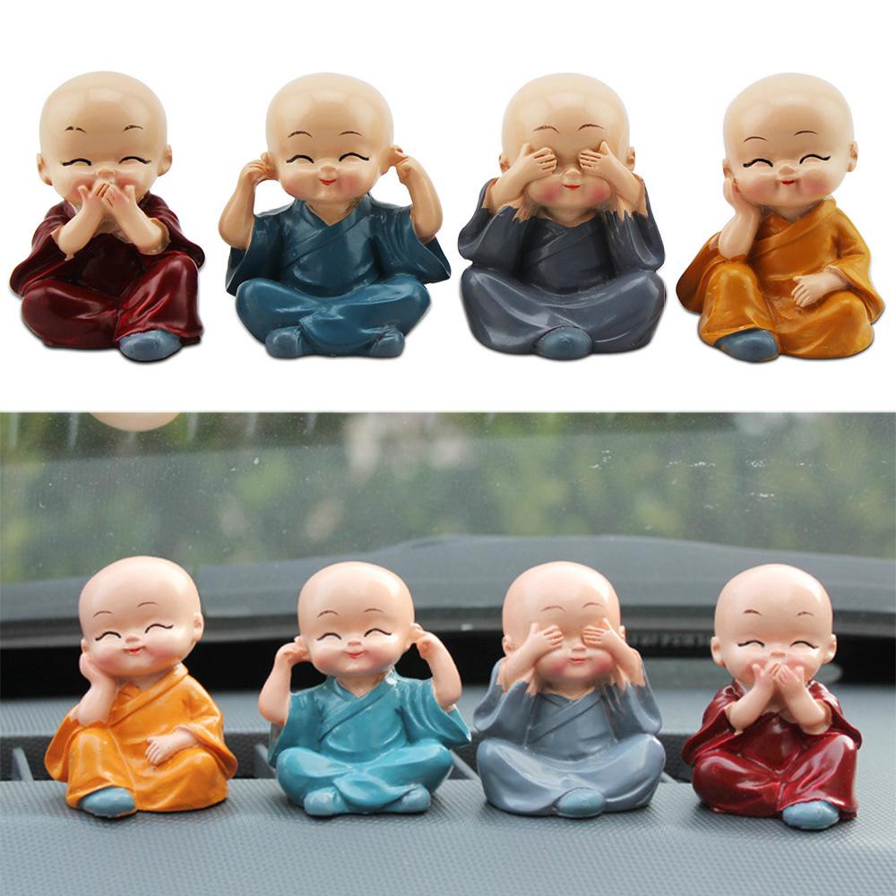 Bộ 4 Tượng Chú Tiểu Kung Fu Dùng Trang Trí Nhà Cửa / Văn Phòng / Xe Hơi