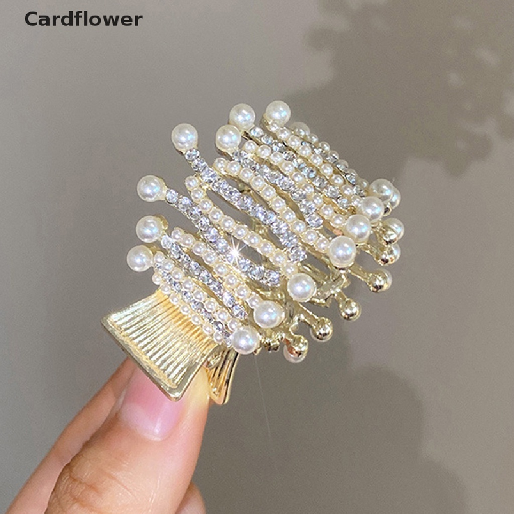 &lt; Cardflower &gt; Kẹp Tóc Đính Đá Ngọc Trai Giả Cao Cấp Cố Định Tóc Đuôi Ngựa Cải Tiến