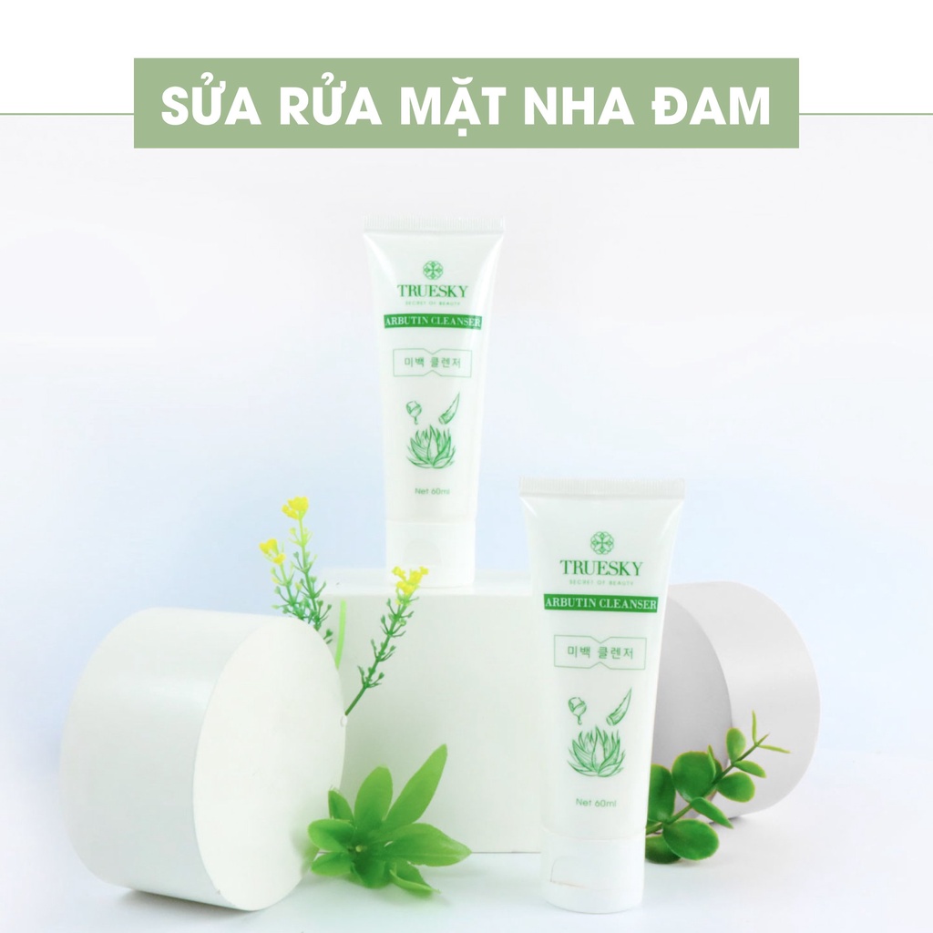 [Mã FMCGMALL -8% đơn 250K] Sữa rửa mặt trắng da và ngăn ngừa lão hóa chiết xuất nha đam Truesky Arbutin Cleanser 60ml | BigBuy360 - bigbuy360.vn