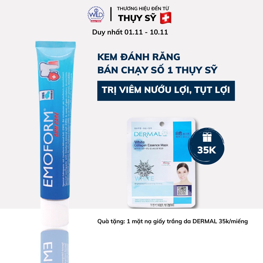 Kem Đánh Răng Cải Thiện Chảy Máu Chân Răng EMOFORM GUMCARE 50ml, Hiệu Quả Nhanh Sau 7 - 10 Ngày