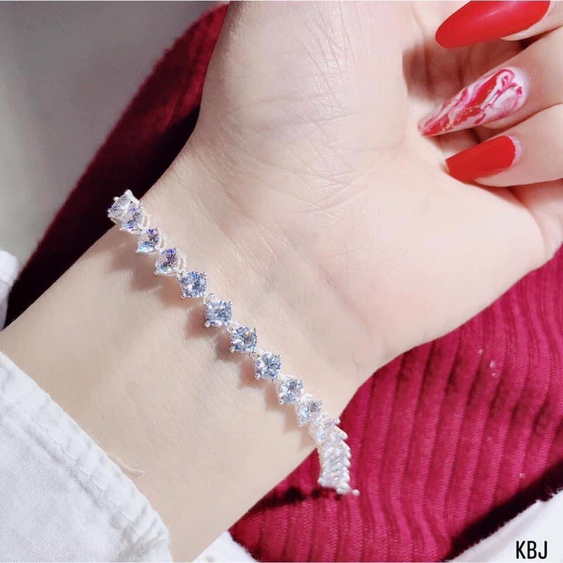 (KÈM QUÀ TẶNG) LẮC TAY 1 hàng đá sang trọng - BẠC