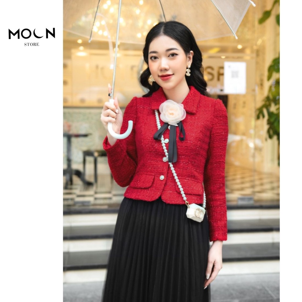 Áo khoác dạ nữ công sở chất dạ tweed siêu nhẹ ấm áp dễ phối đồ MVE607 MOON STORE