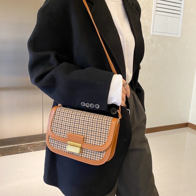 (Kèm ảnh thật ,sẵn) Túi đeo chéo/ xách nữ kẻ caro phong cách Hàn Quốc