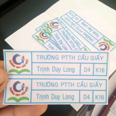 Combo 10 cái phù hiệu bảng tên học sinh dùng để ủi lên áo in theo yêu cầu