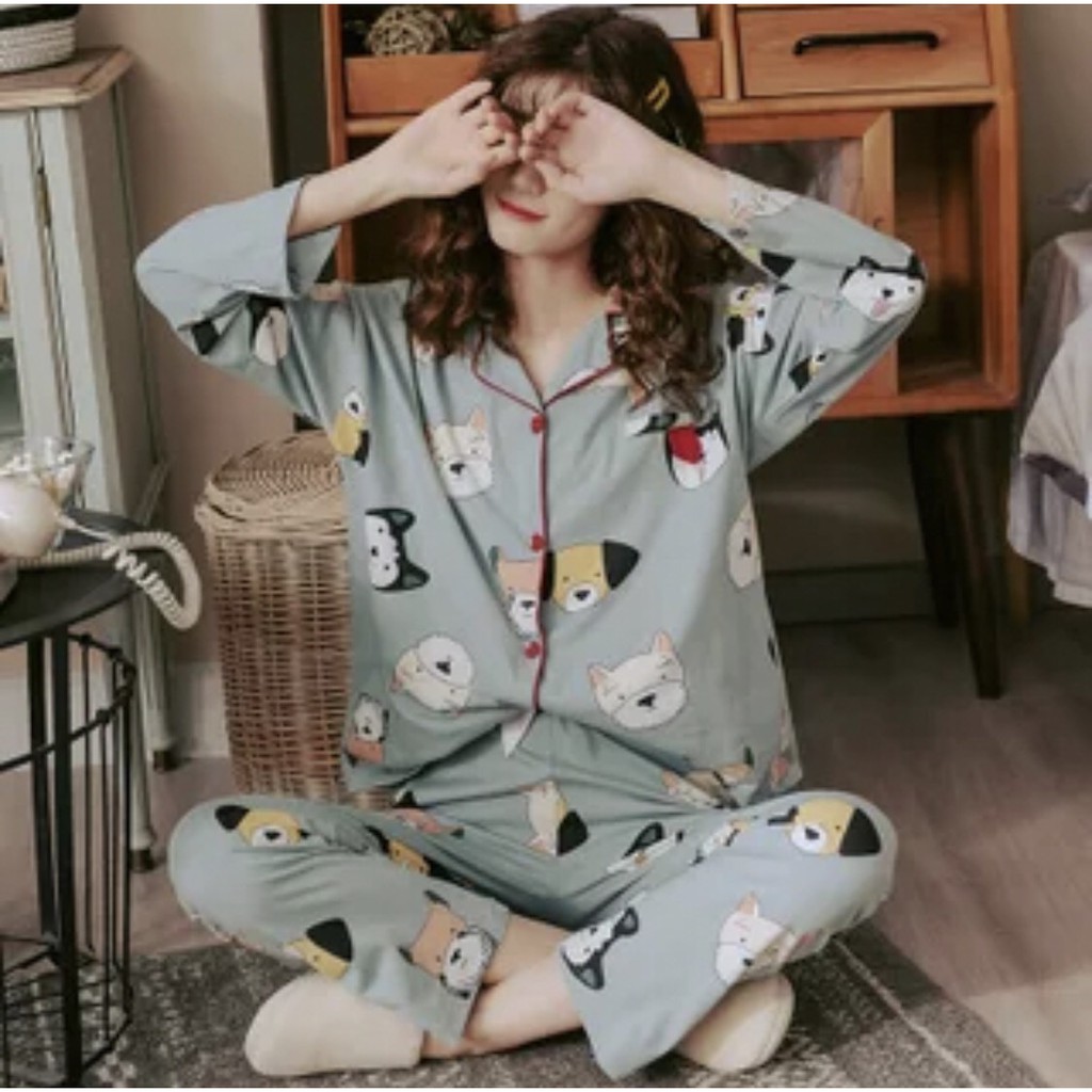 Đồ bộ mặc nhà - Bộ Pijama cho nữ chất cotton siêu mát ko xù (hàng Quảng Châu có sẵn)