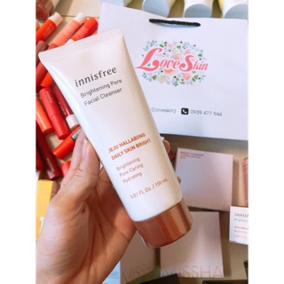 SỮA RỬA MẶT TẠO BỌT CẤP ẨM, LÀM DỊU DA, DƯỠNG SÁNG LỖ CHÂN LÔNG  Innisfree Brightening Pore Facial Cleanser 150ml