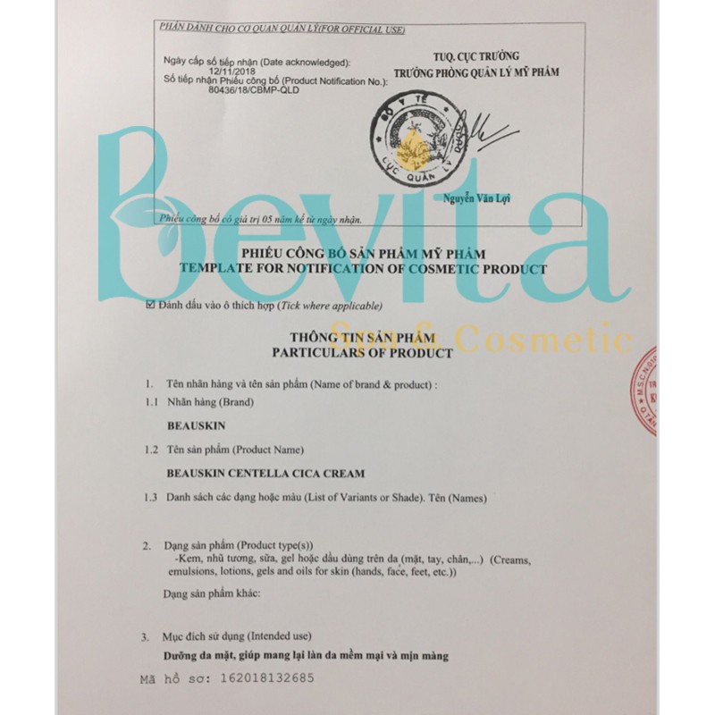 Kem dưỡng tái tạo da mụn Beauskin Centella Cica Cream 50g, kem dưỡng ẩm dành cho da mụn - Bevita