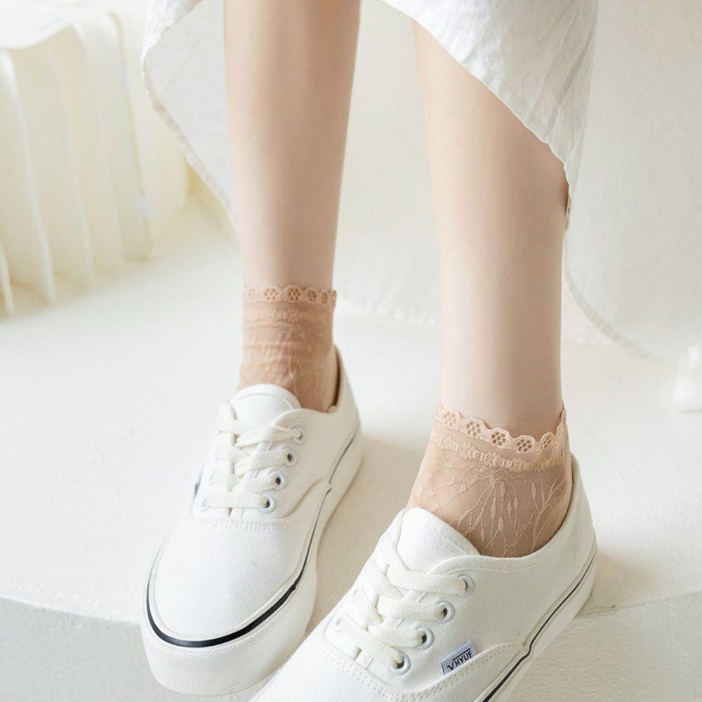 Đôi Vớ Trong Suốt In Hình Chiếc Lá Thời Trang Harajuku Cho Nữ