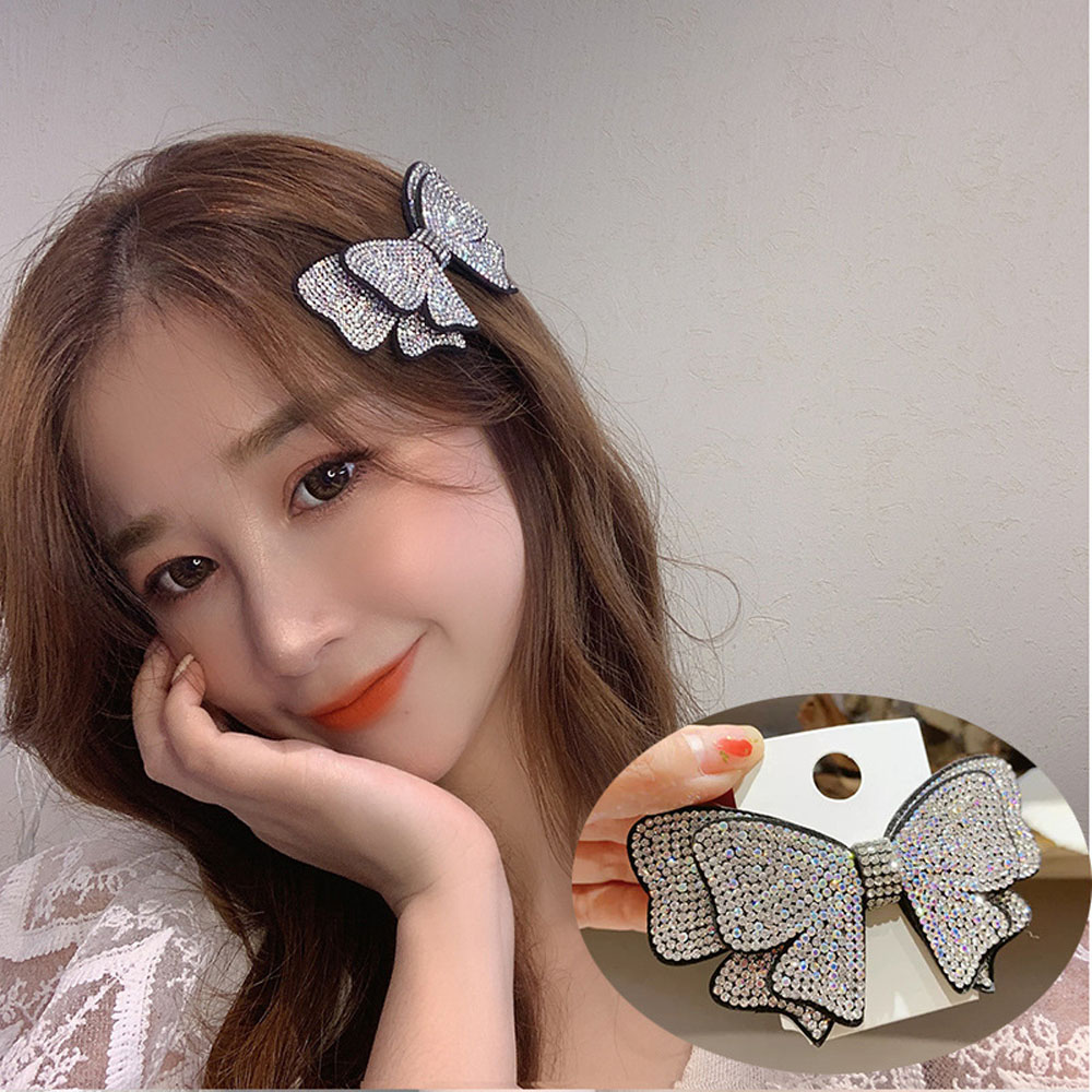 Kẹp tóc hình nơ đính đá thời trang Hàn Quốc cho nữ