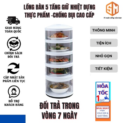 LỒNG BÀN 5 TẦNG GIỮ NHIỆT ĐỰNG THỰC PHẨM -CHỐNG BỤI CAO CẤP-CHẤT LƯỢNG