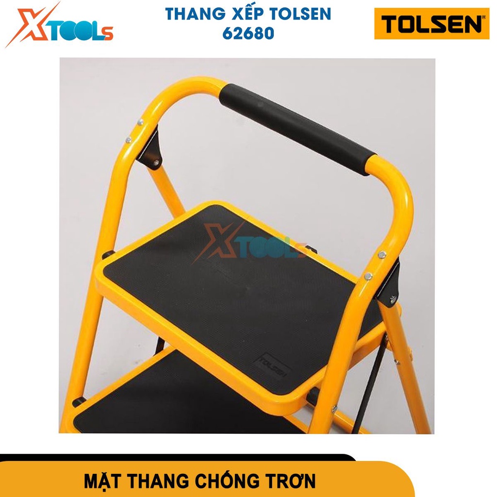 Thang nhôm xếp Tolsen, thang ghế xếp gọn chất liệu thang hợp kim thép cao cấp, tải trọng 90kg-150kg [CHÍNH HÃNG][XTOOLS]