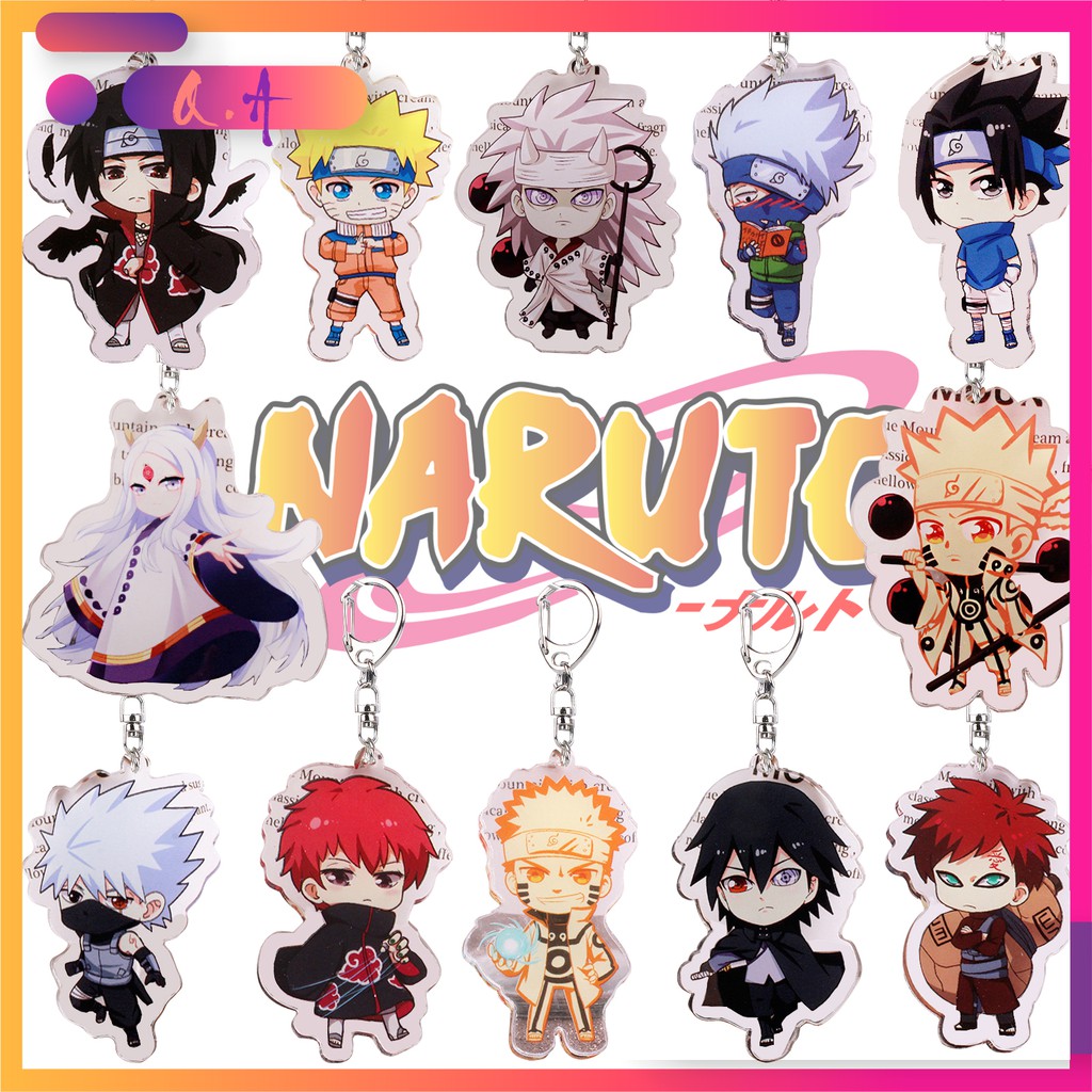 💥 Móc Khoá Naruto , Sasuke ,☄️ Chất Liệu Mica, Nhựa trong suốt, In 2 Mặt