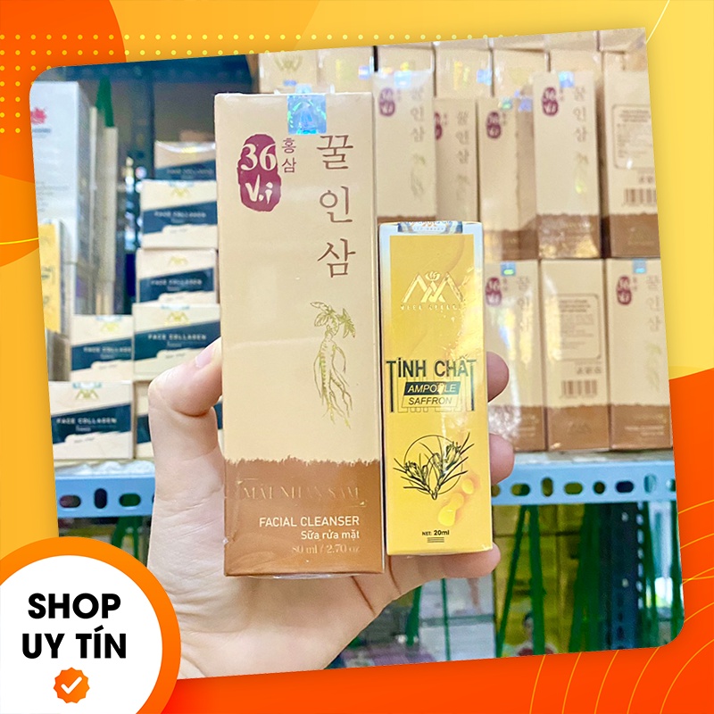 [Chính hãng] Combo Sữa Rửa Mặt Đông Y Mật Nhân Sâm 36 Vị + Serum Tinh Chất Ampoule Saffron MeeA Organic