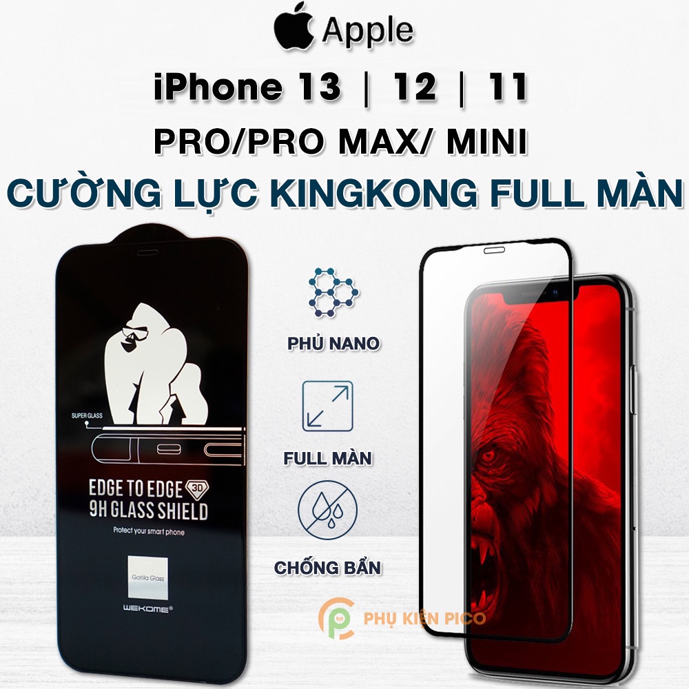 Kính cường lực Iphone 11 / Iphone 12 / Iphone 13 Pro Max KingKong full màn hình - Dán màn hình Iphone 12 Mini