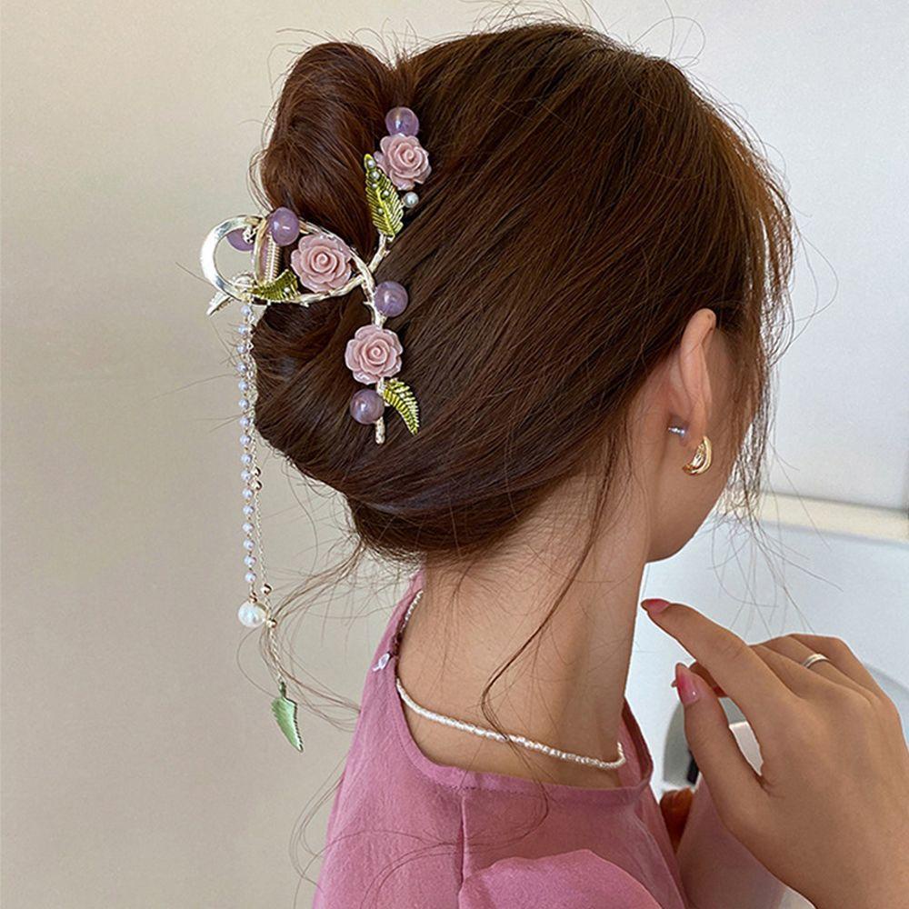 Kẹp Tóc Hình Hoa Hồng / Cá Mập Phối Tua Rua Dễ Thương Cho Bé Gái