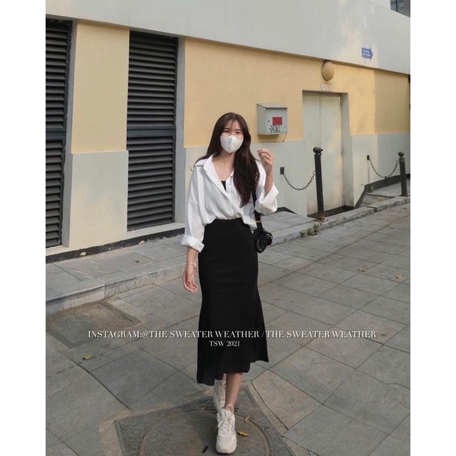 (Ảnh thật) Chân váy đuôi cá chất thun umi cạp cao chun phẳng TSW